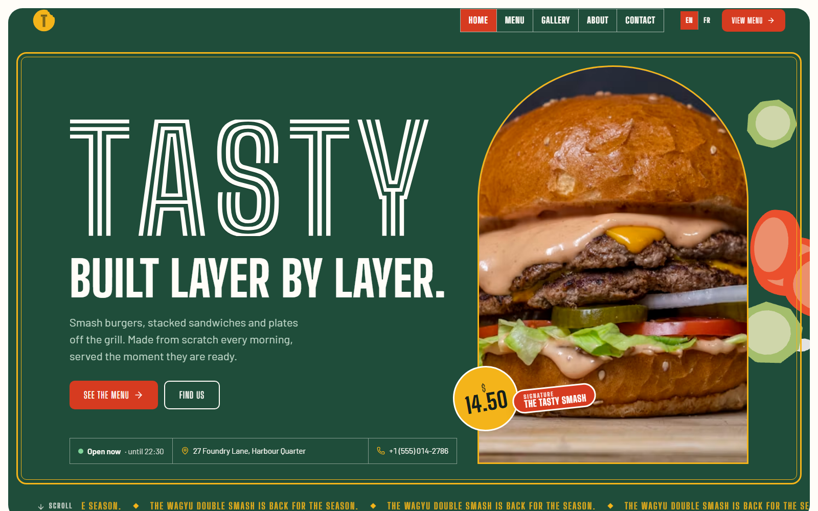 Tasty — restaurant website homepage by Onority
